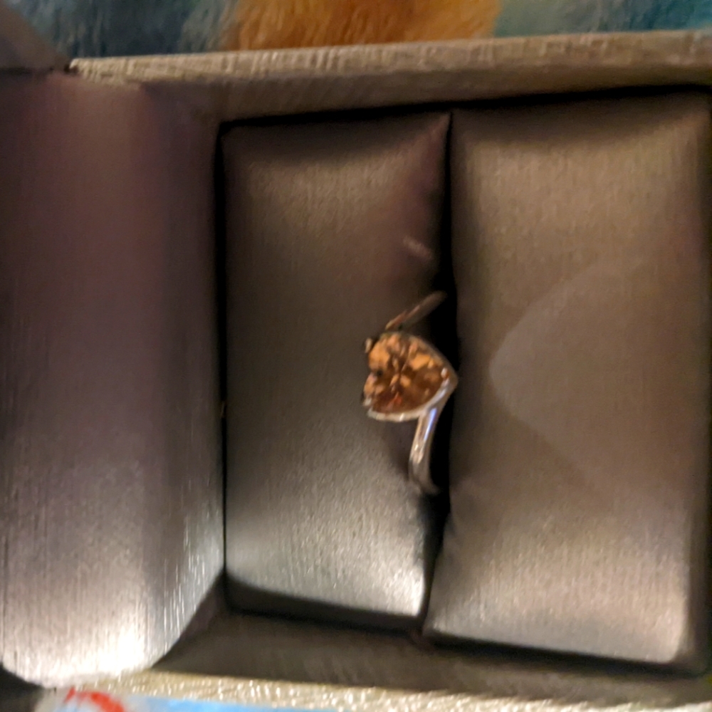 SILVER June Heart shaped birthstone ring